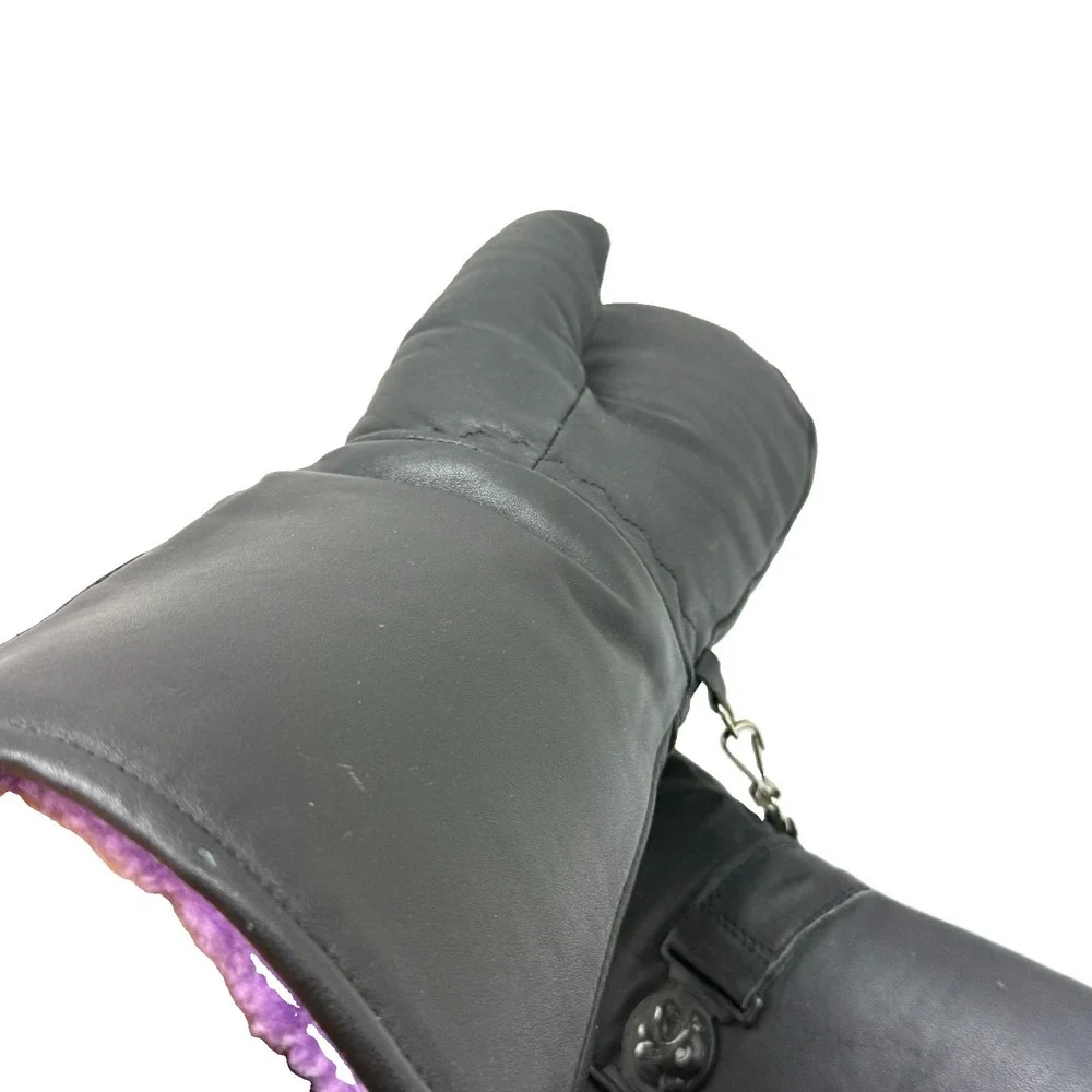 Arctic Cat Vintage 70s Cowhide Leather Snowmobile Mittens Mens S Purple Ski